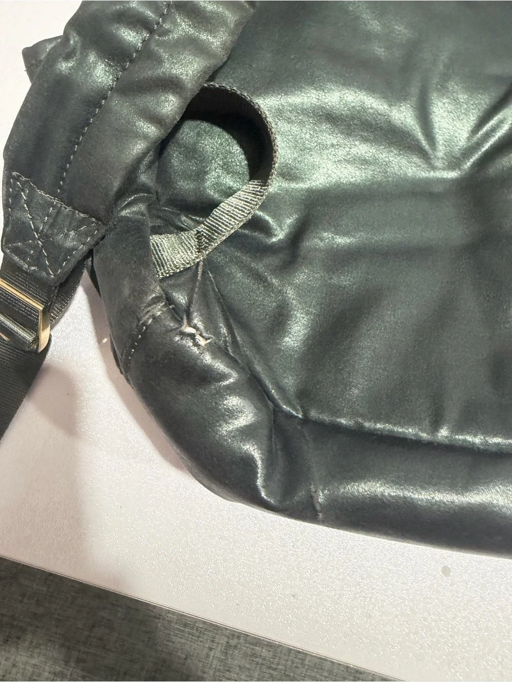 Kipling Metallic Dark Green Backpack with Gold Hardware